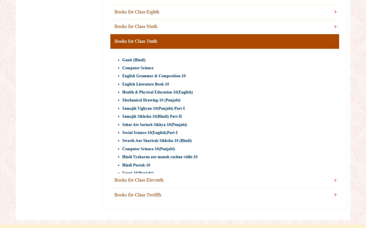 PSEB Class 10 books list