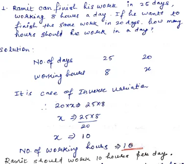 Chapter 4 | Worksheet 3 Direct And Inverse Variation | Class-8 DAV Secondary Mathematics