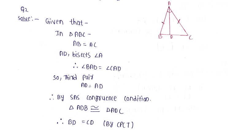 DAV Class 7 Chapter 9 Worksheet 2 Congruent Triangles Solutions