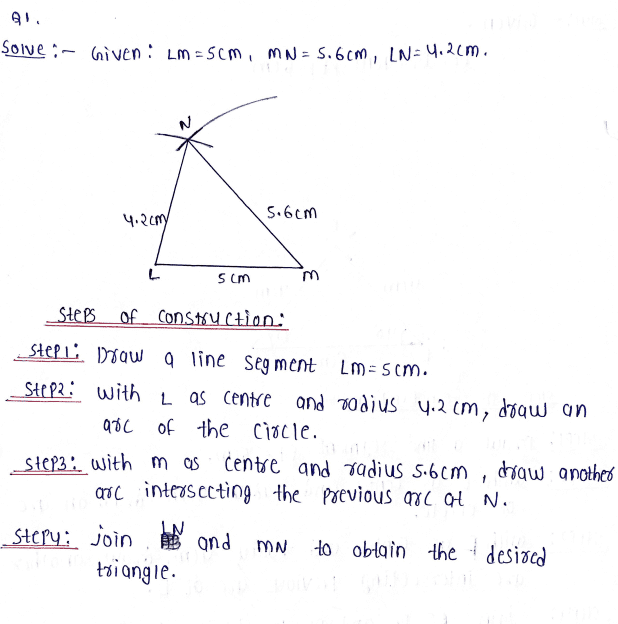 Chapter 10 | Construction of Triangles | Class-7 DAV Secondary Mathematics