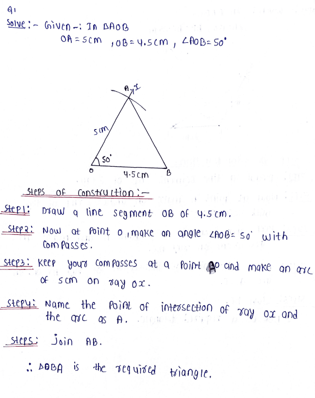 Chapter 10 | Construction of Triangles | Class-7 DAV Secondary Mathematics