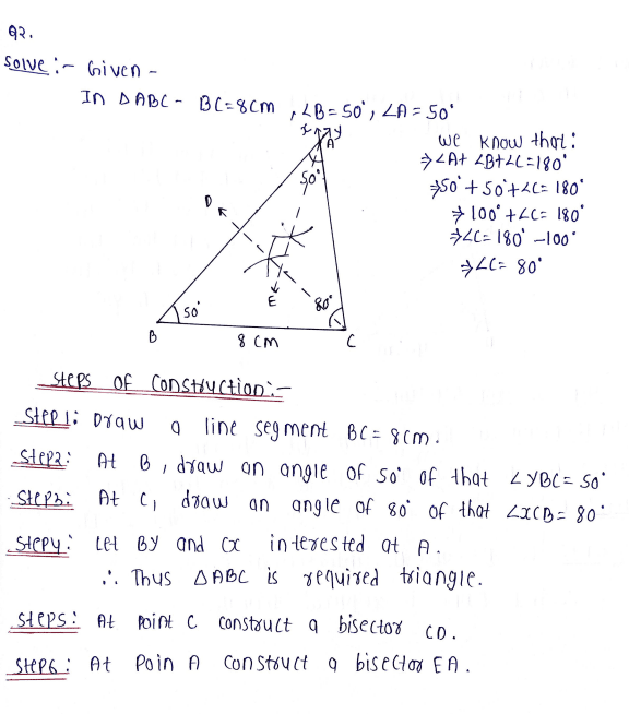 DAV Chapter 10 Worksheet 3 | Construction of Triangles | Class-7 DAV Maths Question and Answer