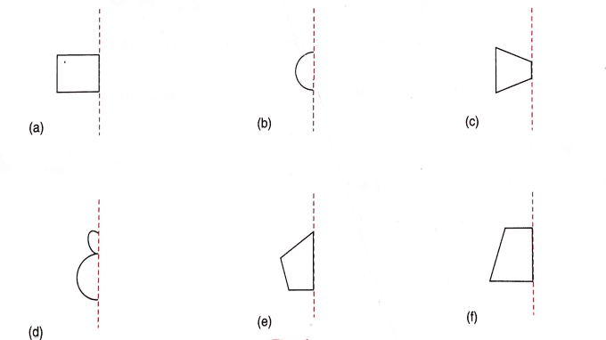 In the following figures, the mirror line (line of symmetry) is given as a dotted line. Complete each figure (you may use a mirror on the dotted line).