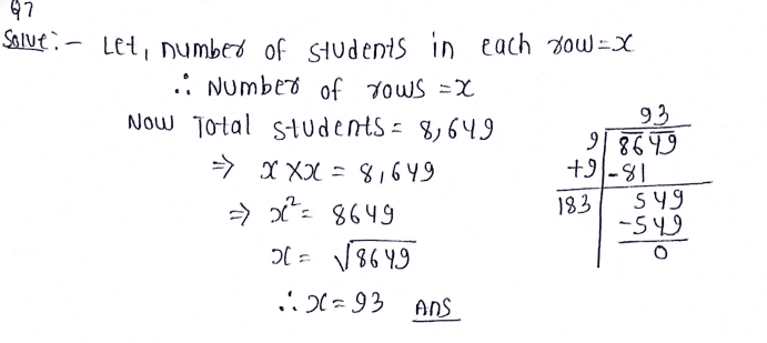Chapter 1 | Square and Square Roots Class-8 DAV Secondary Mathematics