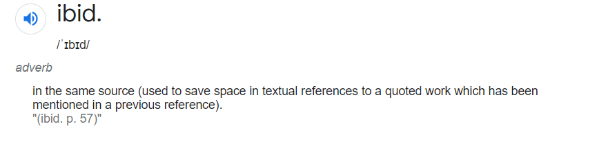 What is the full form of Ibid?