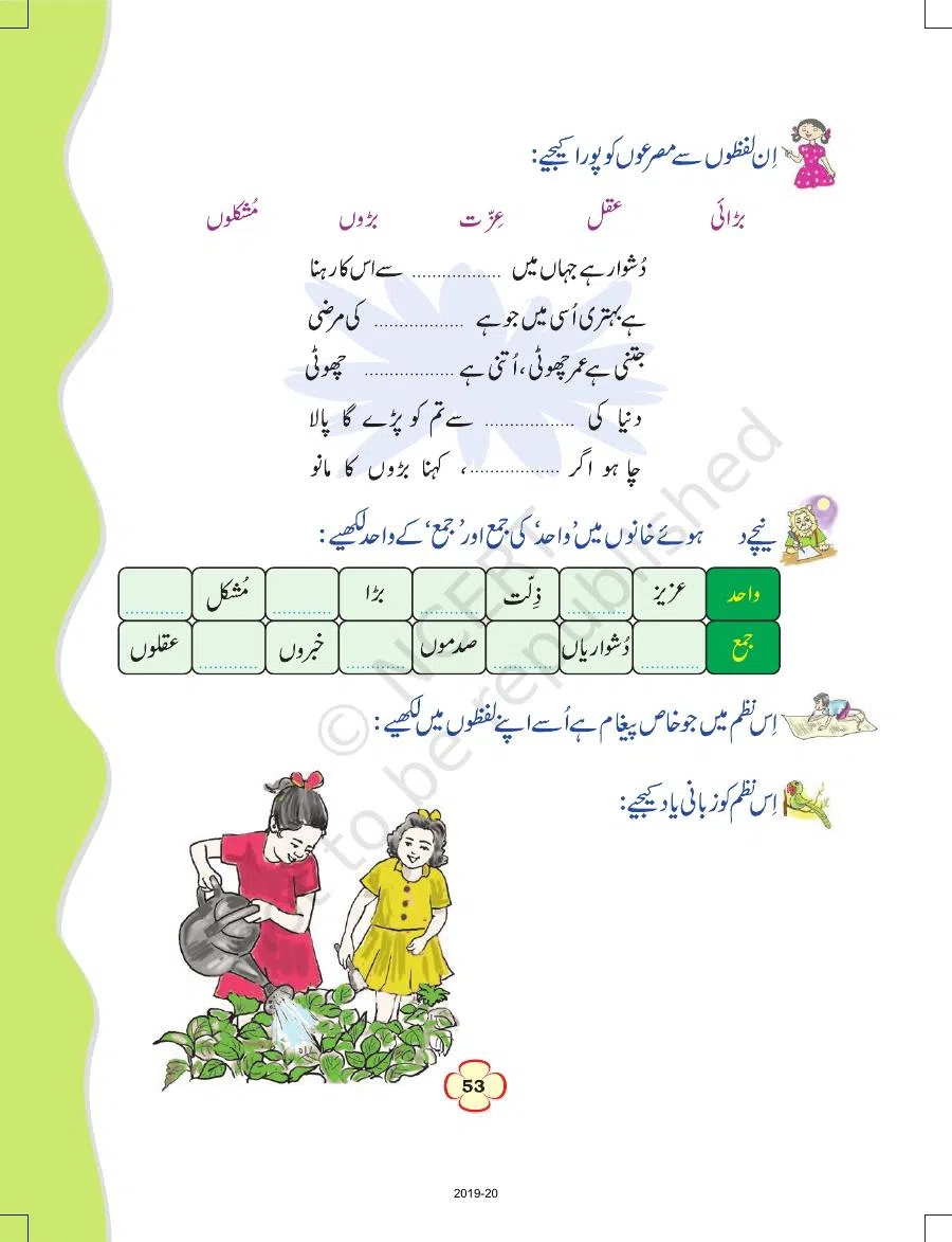 Class 4 Urdu Ibtedai Urdu Chapter 7