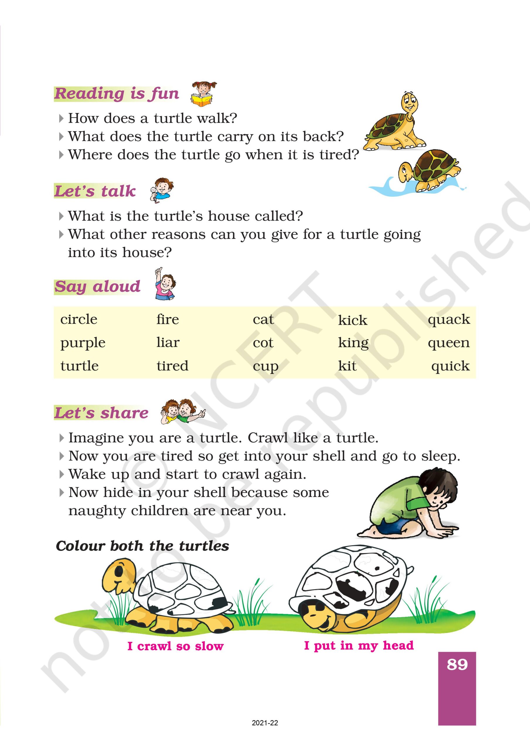 Class 1 English Marigold Chapter 8 A Little Turtle