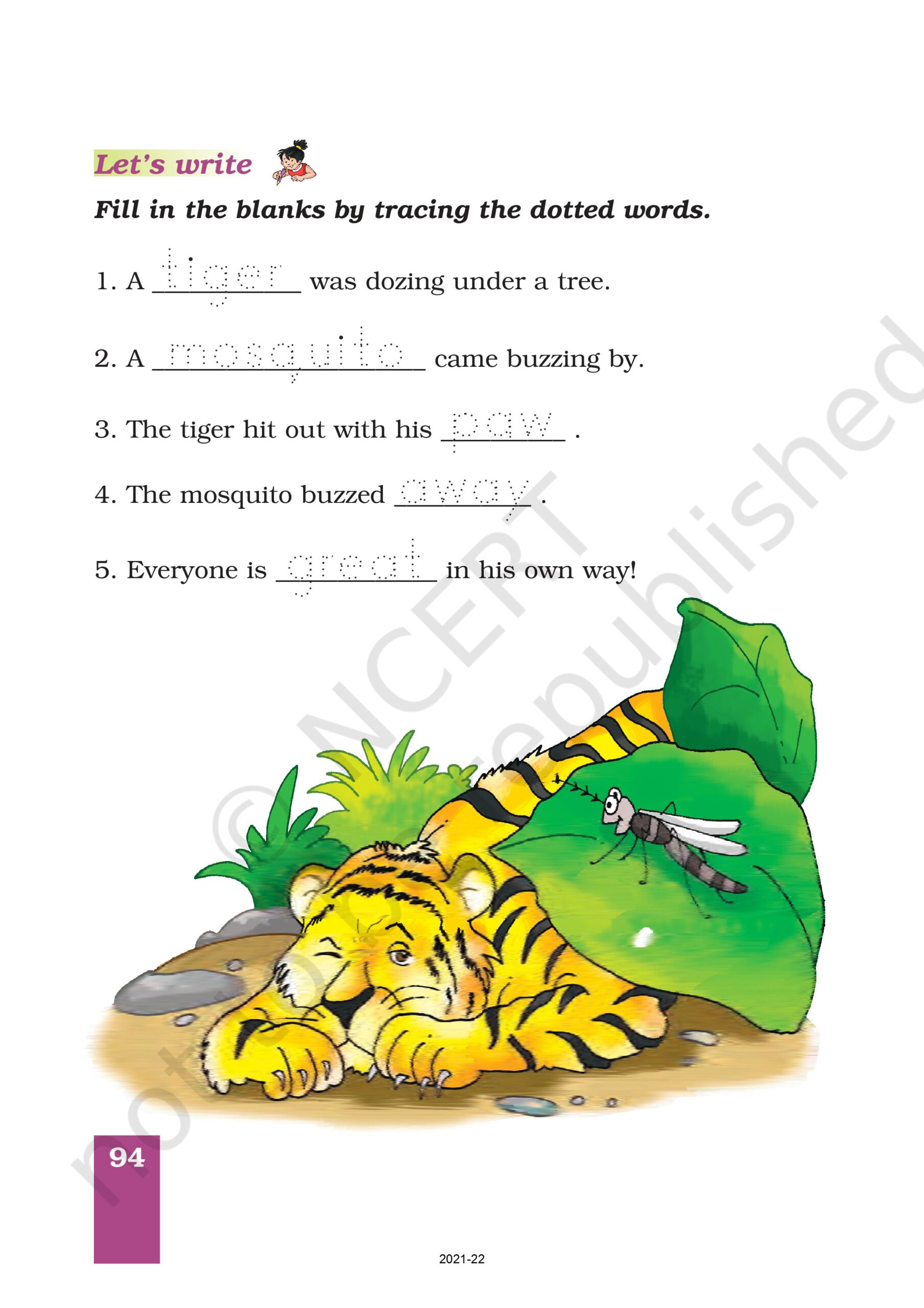 Class 1 English Marigold Chapter 8 B The Tiger and the Mosquito