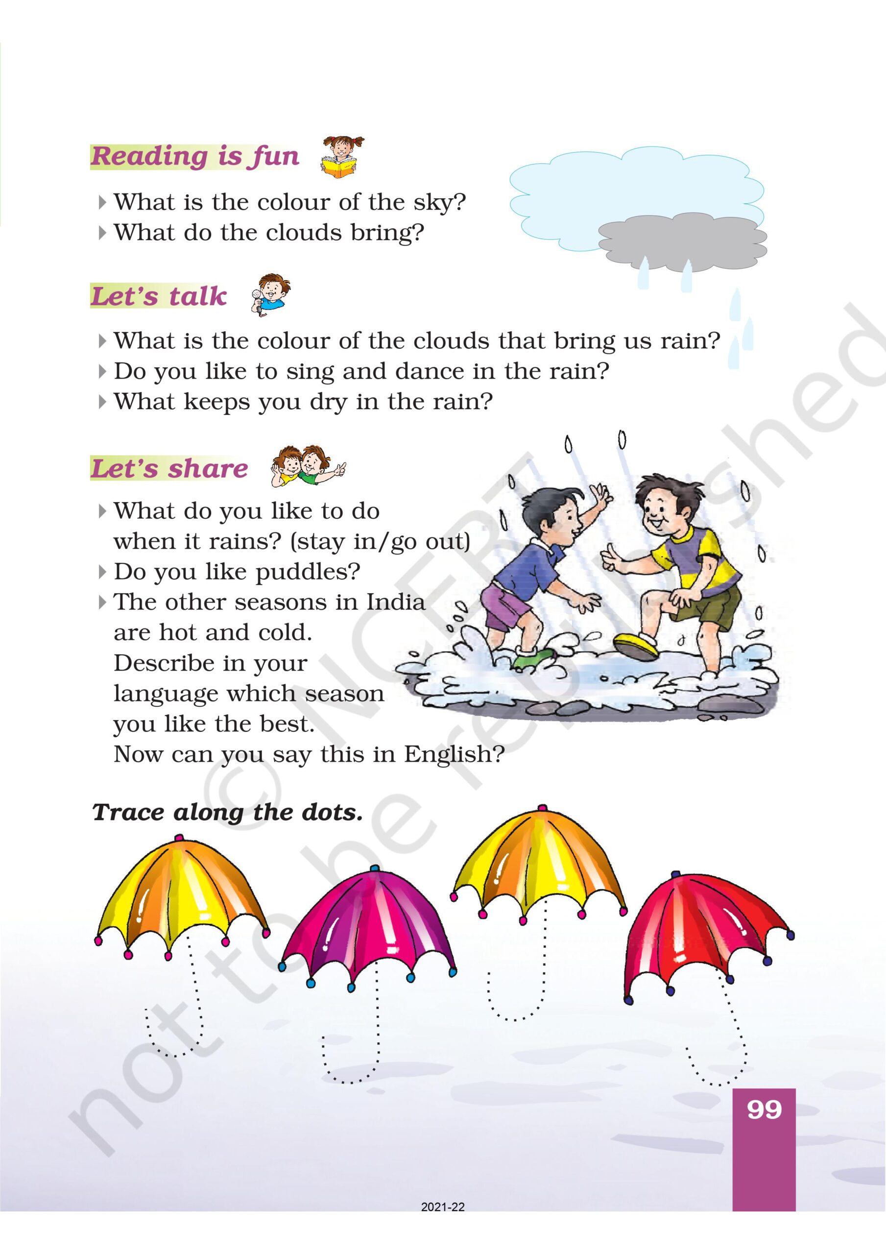 Class 1 English Marigold Chapter 9 A Clouds