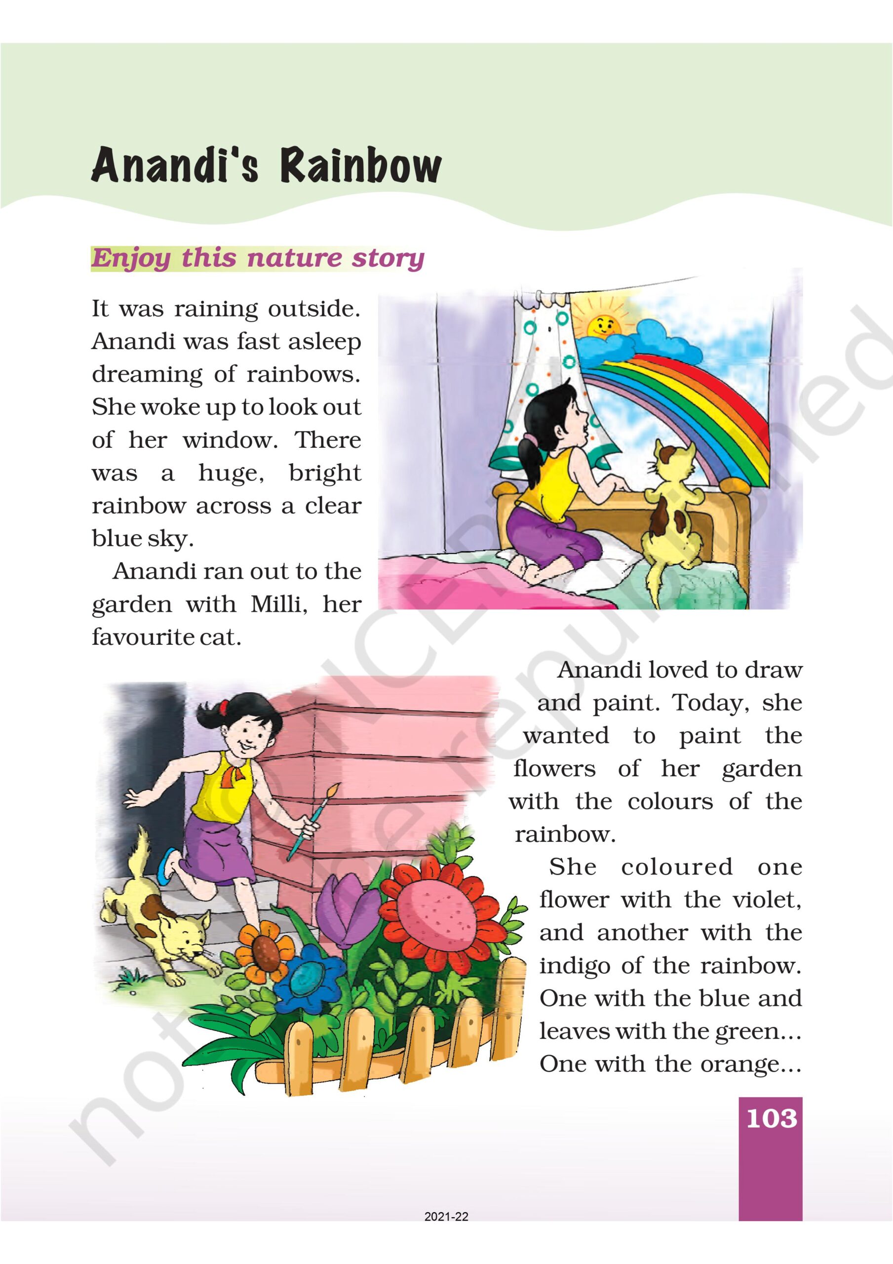 Class 1 English Marigold Chapter 9 B Anandi's Rainbow