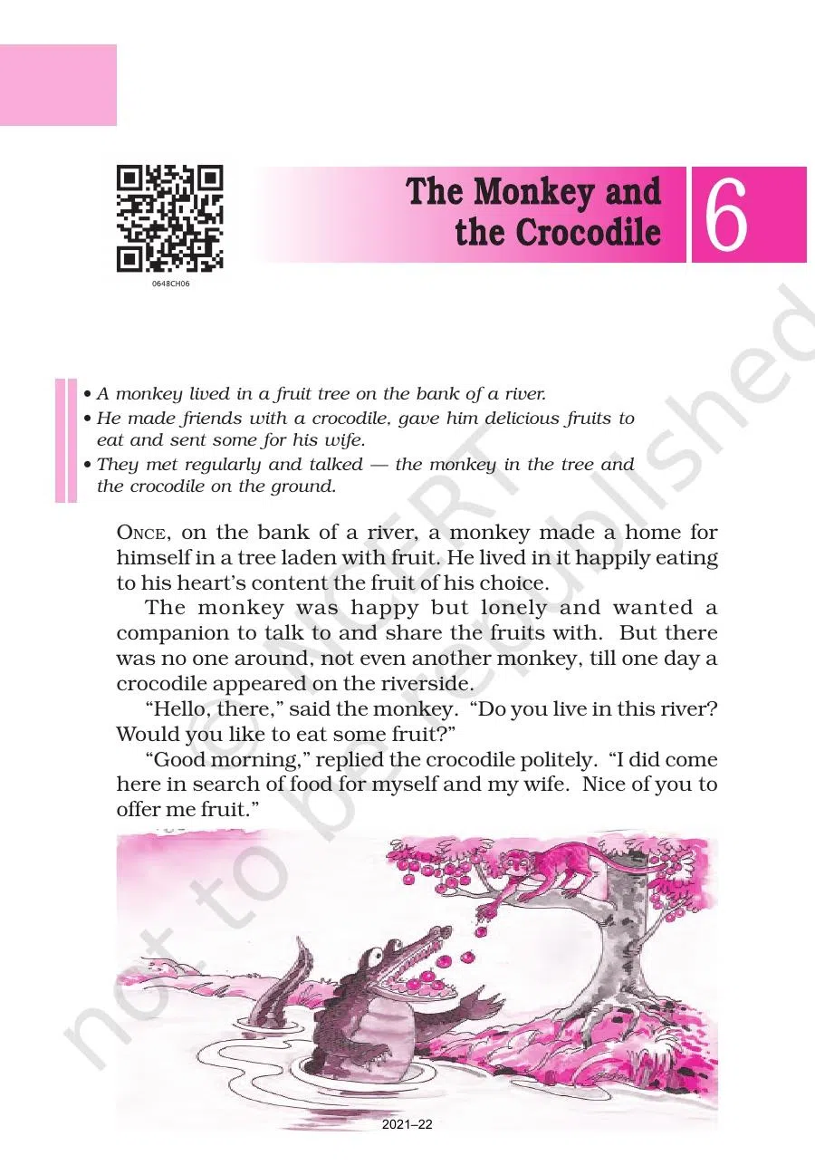 Class 6 English A Pact With The Sun Chapter 6 The Monkey and the Crocodile