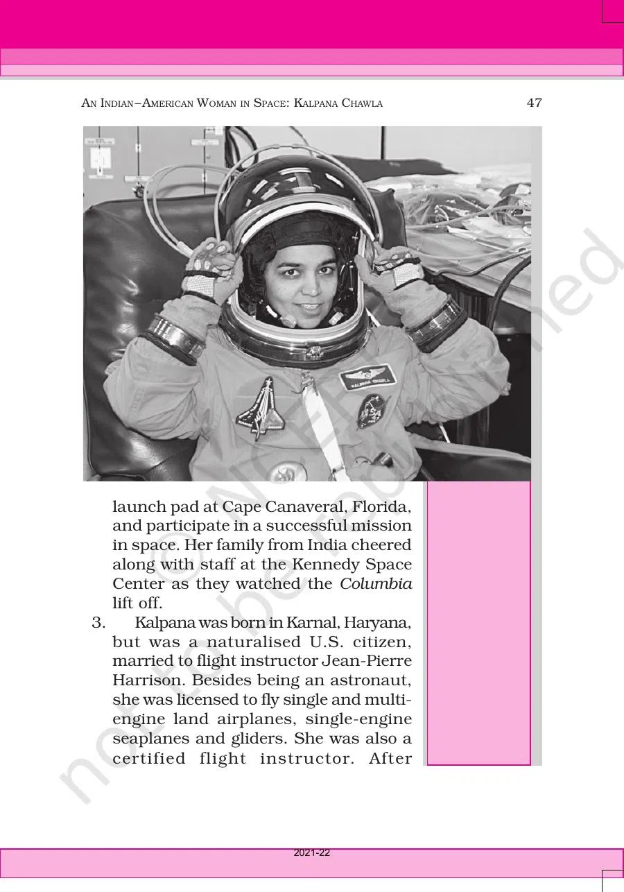 Class 6 English Honeysuckle Chapter 4 An Indian American Woman in Space