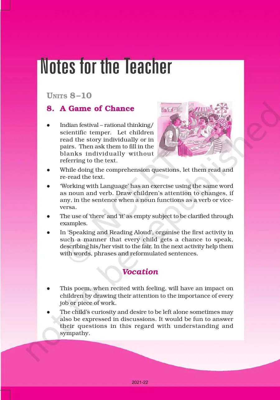 Class 6 English Honeysuckle Chapter 8 A Game of Chance