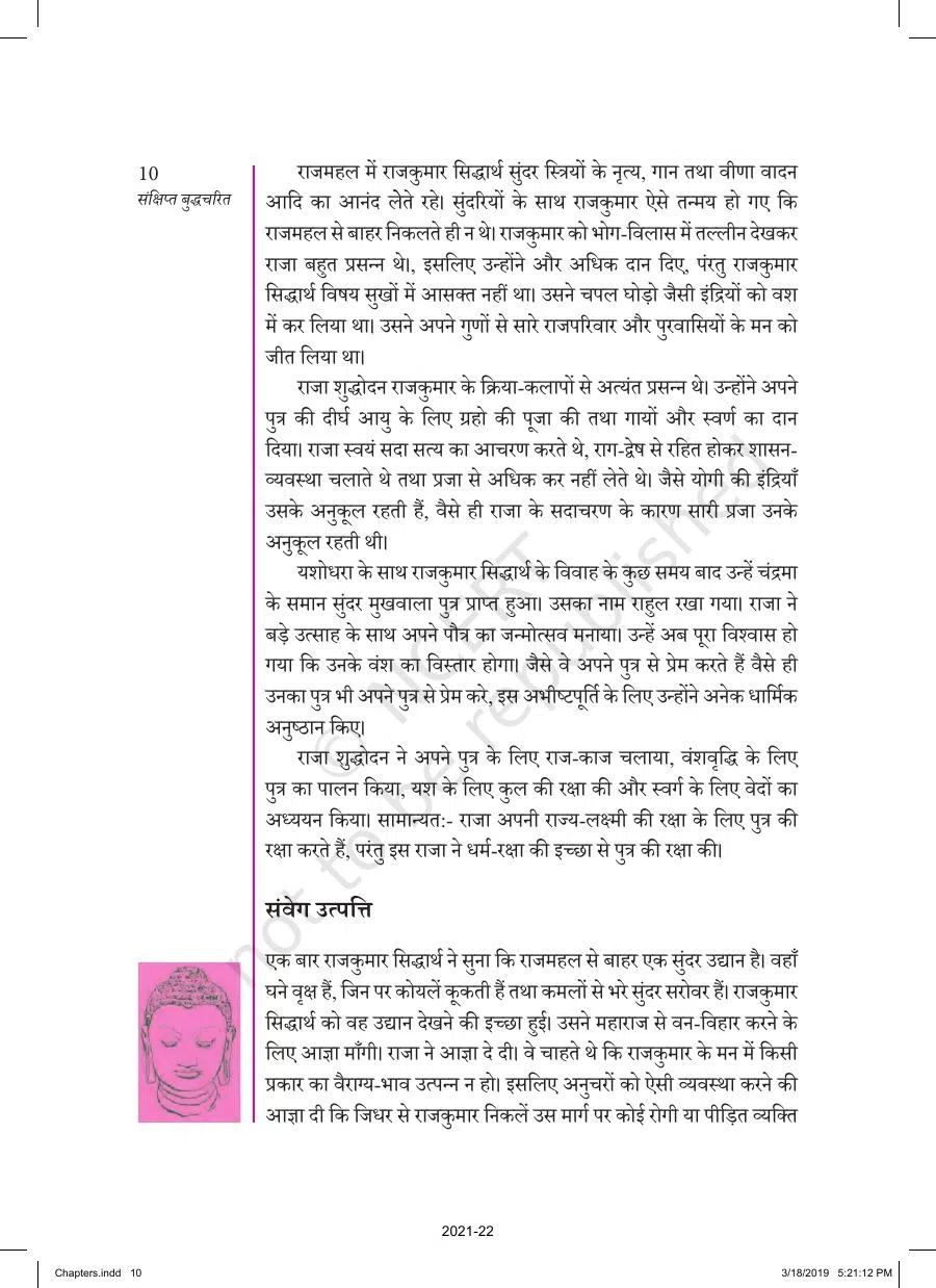 Class 8 Hindi Sanshipt Budhcharit Chapter 1