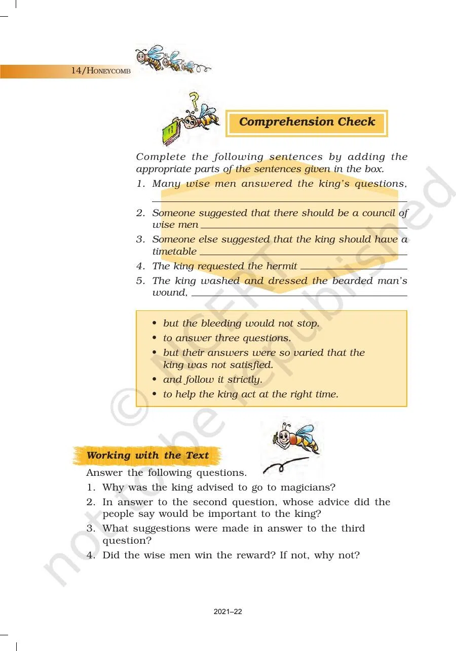 Class 7 English Honeycomb Three Questions Chapter 1