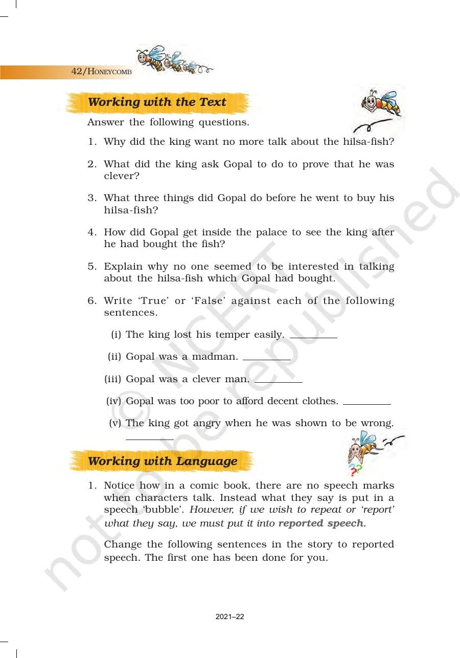 Class 7 English Honeycomb Gopal and the Hilsa Fish Chapter 3