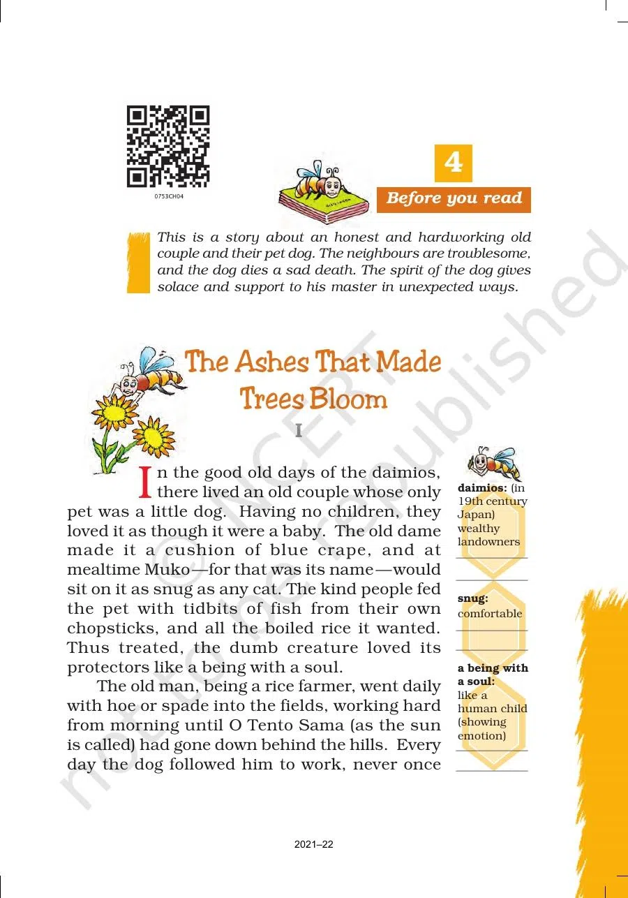 Class 7 English Honeycomb The Ashes that Made Trees Bloom Chapter 4