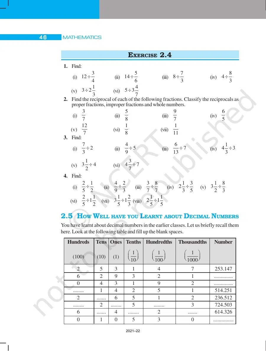 Class 7 Maths Fractions and Decimals Chapter 2