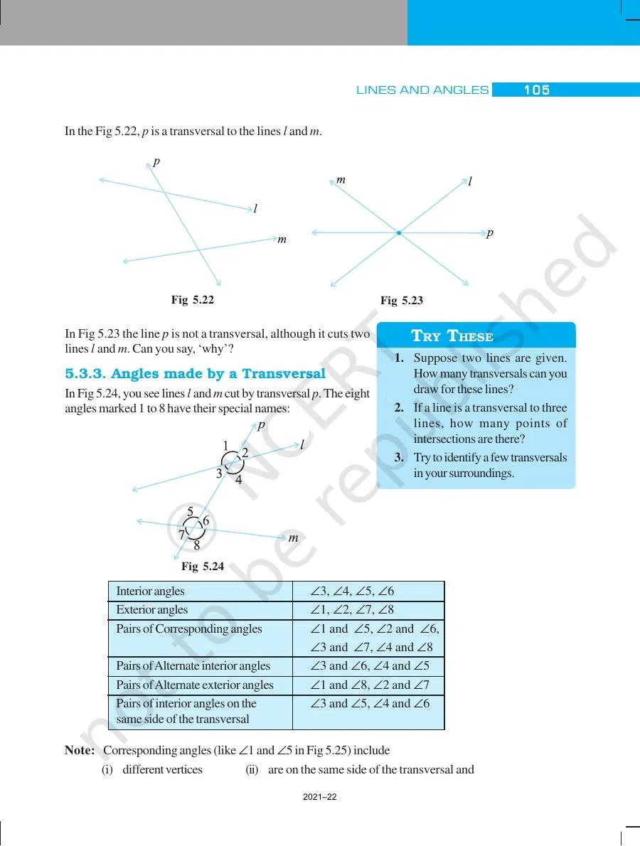 Class 7 Maths Lines and Angles Chapter 5