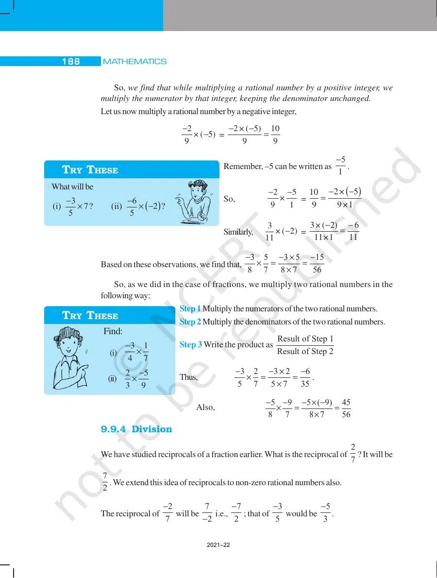 Class 7 Maths Rational Numbers Chapter 9