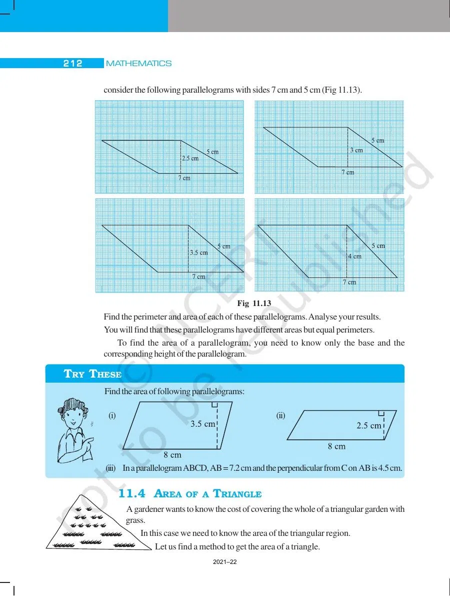 Class 7 Maths Perimeter and Area Chapter 11