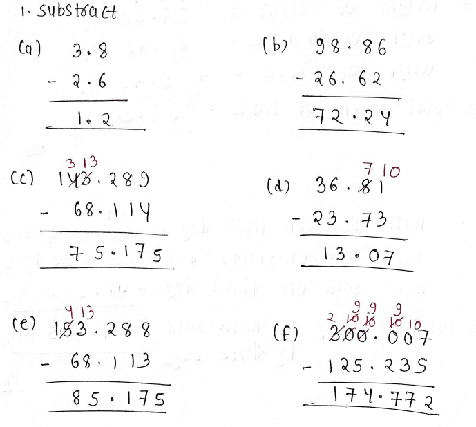 Chapter 6 | Addition and Subtraction of Decimal Numbers | Class-5 DAV Primary Mathematics