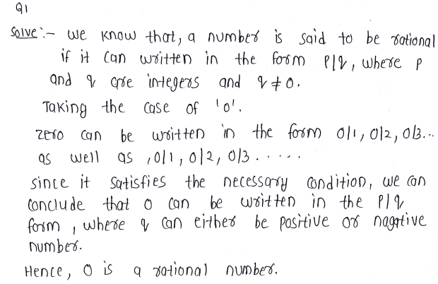 Is zero a rational number? Can you write it in the form p/q, where p and q are integers and q =! 0?