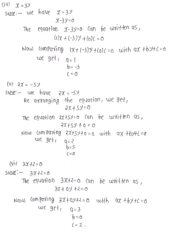 Class 9 Maths Chapter 4 Linear Equation in two variables Solutions