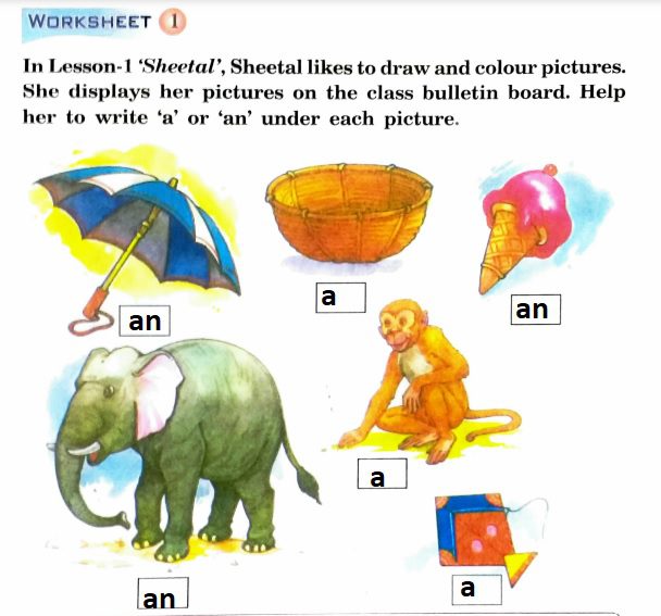  Class 2 English Practice Book Chapter 1 Sheetal  worksheet 1 Solutions