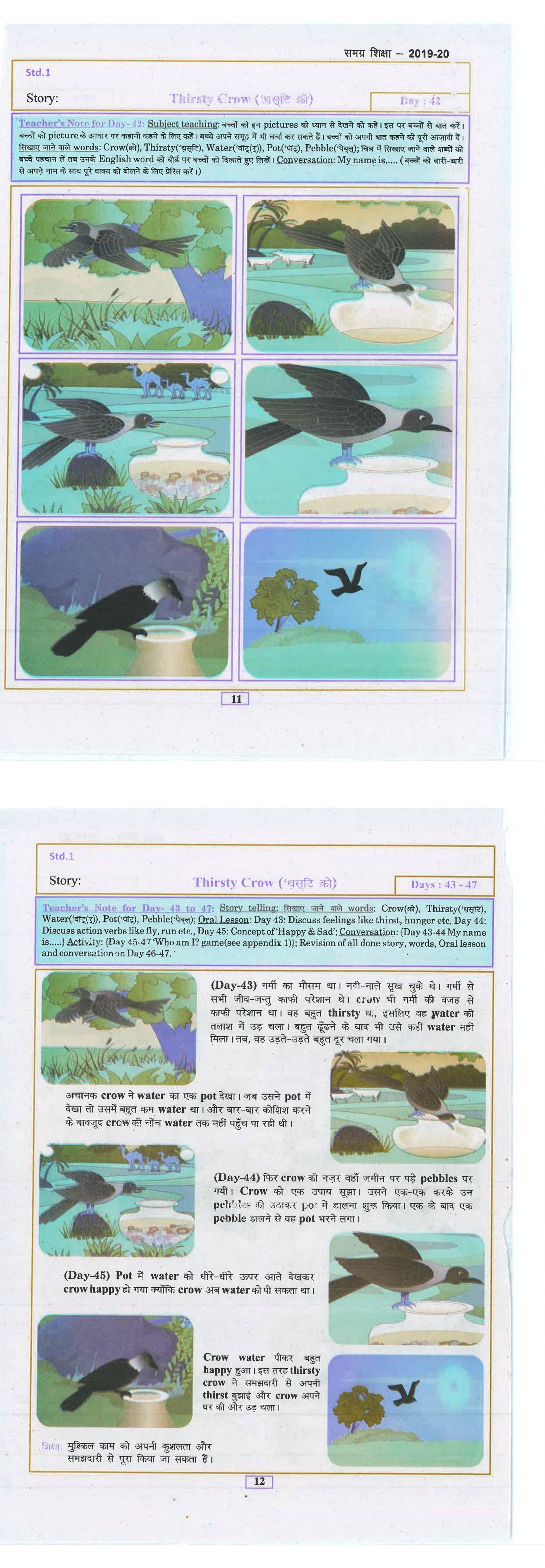 Bihar Board Class 1 English Chapter 8 Story : Thirsty Crow