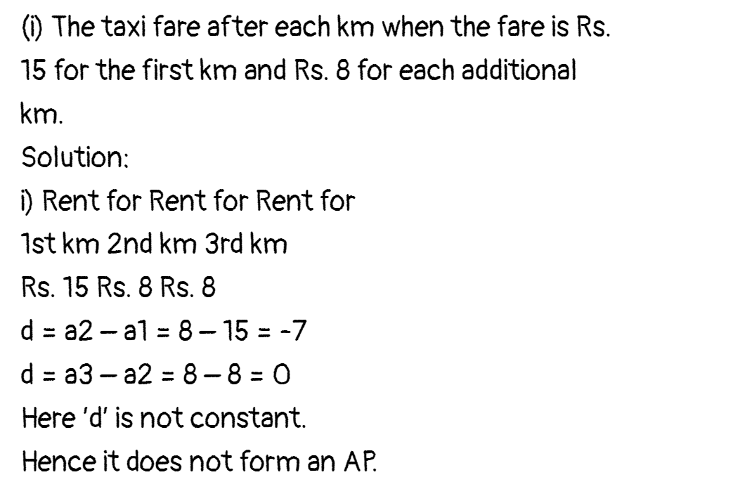 Karnataka SSLC Class 10 Maths Solutions Chapter 1 Arithmetic Progressions Exercise 1.1 Question 1 (i) Solutions