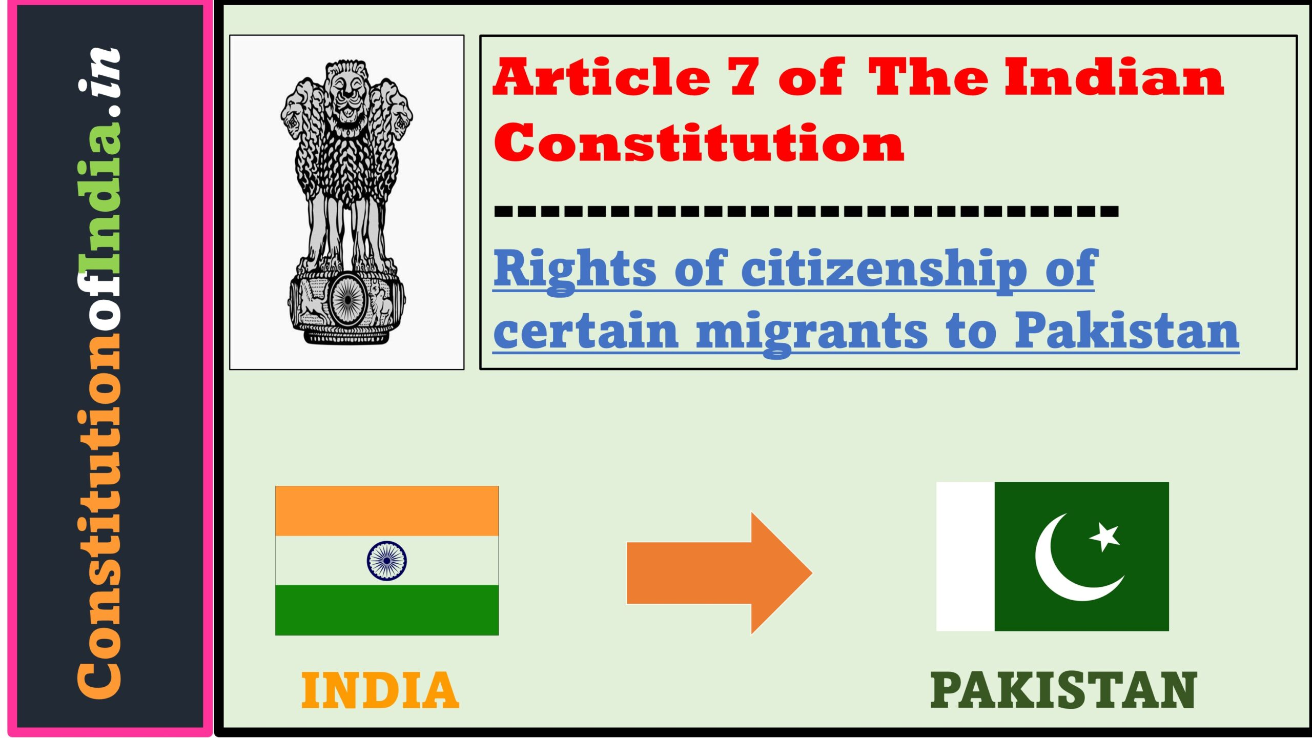 Article 7 Rights of citizenship of certain migrants to Pakistan 