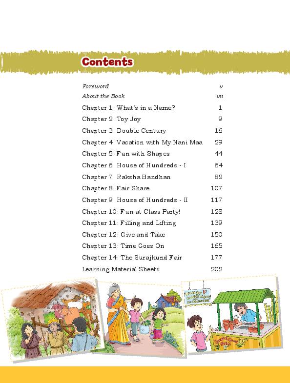 Contents page of Maths Mela (Mathematics), CG Board Class 3 textbook 2026-27