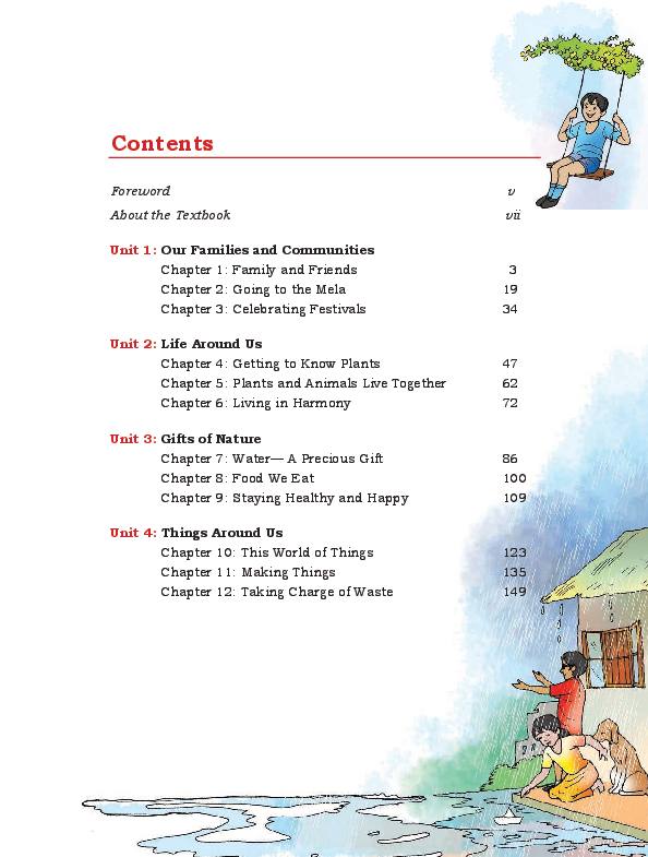Contents page of Our Wondrous World (EVS), CG Board Class 3 textbook 2026-27