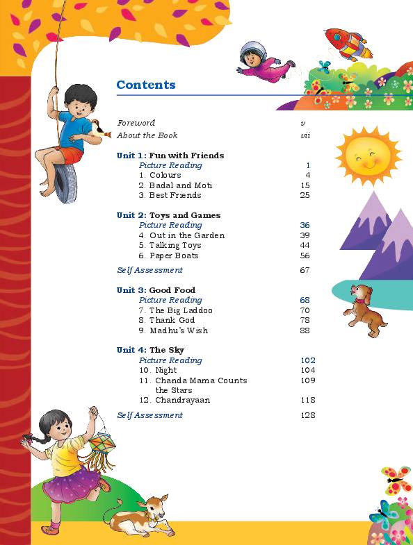 Contents page of Santoor English Reader, CG Board Class 3 textbook 2026-27