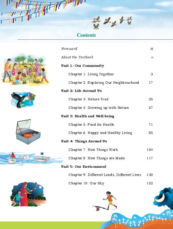 CG Board Class 4 Books PDF Download (2026-27 English & Hindi Medium) Contents page of Our Wondrous World (EVS), CG Board Class 4 textbook 2026-27