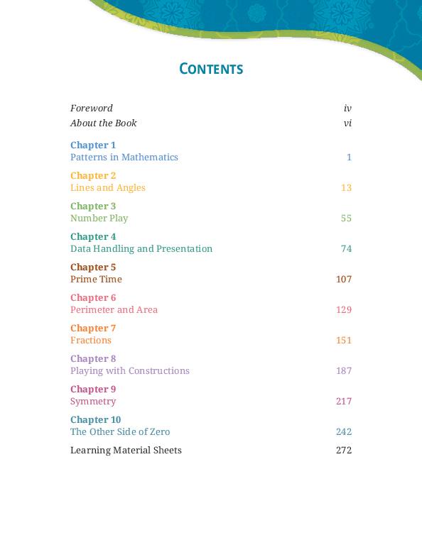 Contents page of Ganit Prakash (Mathematics), CG Board Class 6 textbook 2026-27