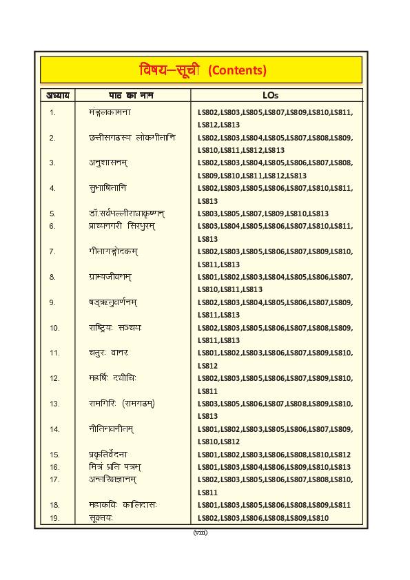 CG Board Class 8 Books PDF Download (2026-27 English & Hindi Medium) Contents page of Manorama Sanskrit (рдордиреЛрд░рдорд╛ рд╕рдВрд╕реНрдХреГрдд), CG Board Class 8 textbook 2026-27